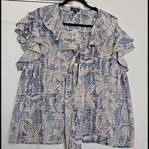 LRL Lauren Ralph Lauren Ruffled Tied Blouse Tops
